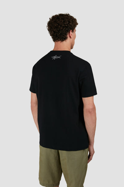 Paul & Shark Cotton Jersey T-shirt with Printed Shark | Black