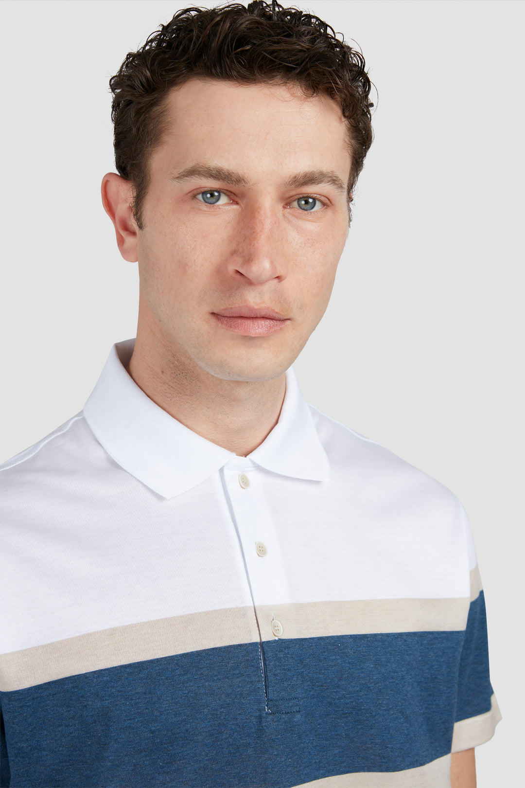 Paul & Shark Perle Cotton Jersey Polo with Maxi Stripes Detail | White/Navy