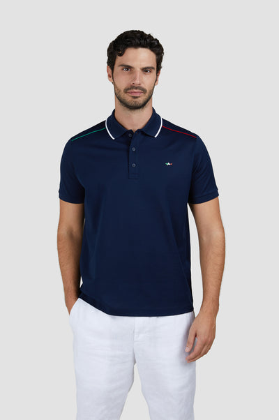 Paul & Shark Fine Piqué Cotton Polo Shirt with Metal Shark | Navy