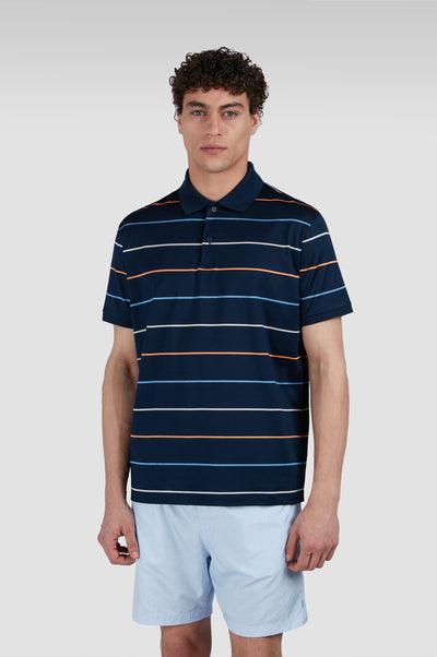 Paul & Shark Double Mercerised Jersey Cotton Polo Shirt | Navy/Multi