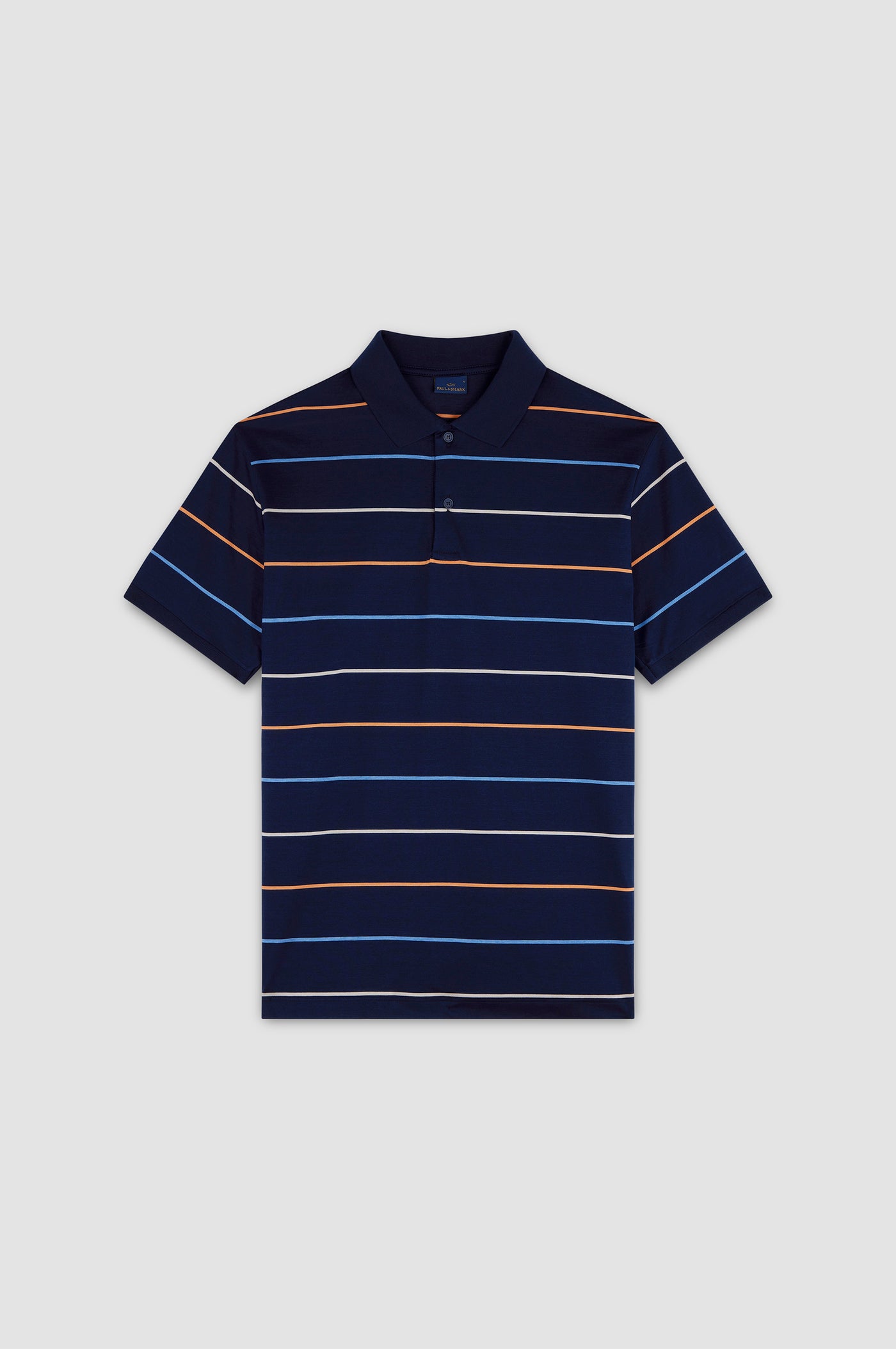 Paul & Shark Double Mercerised Jersey Cotton Polo Shirt | Navy/Multi