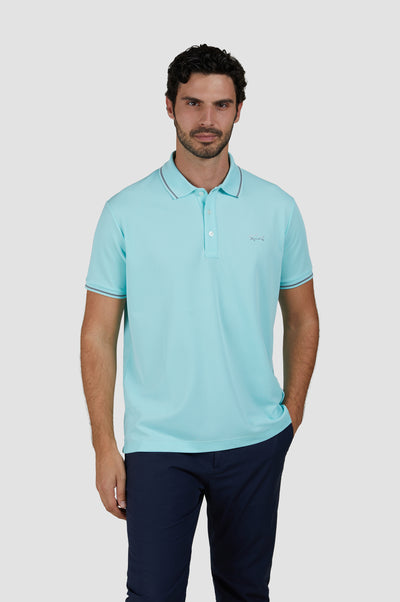 Paul & Shark Printed Shark Seaqual® Yarn Polo Shirt | Turquoise