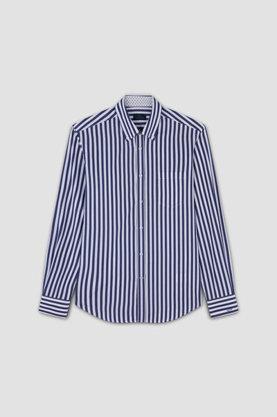 Paul & Shark Soft Touch Cotton Poplin Stripes Shirt | Navy/White