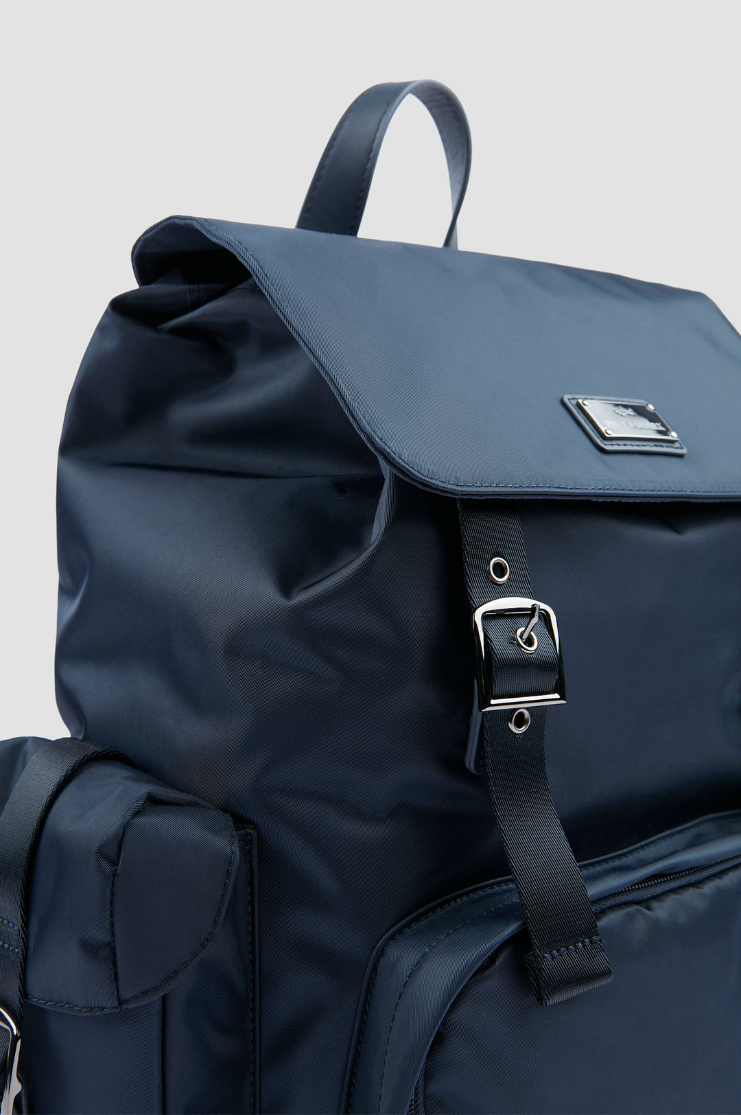 Paul & Shark Utility Nylon Backpack with Leather Trim | Navy