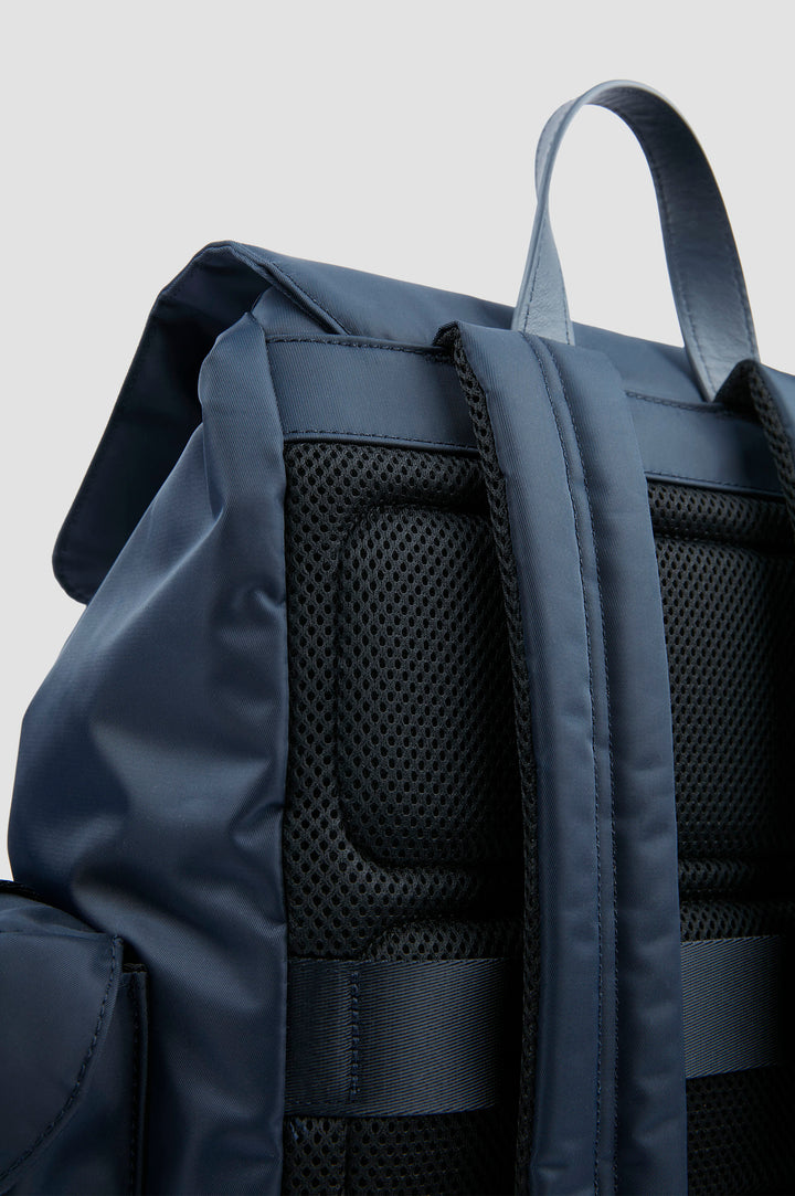 Paul & Shark Utility Nylon Backpack with Leather Trim | Navy