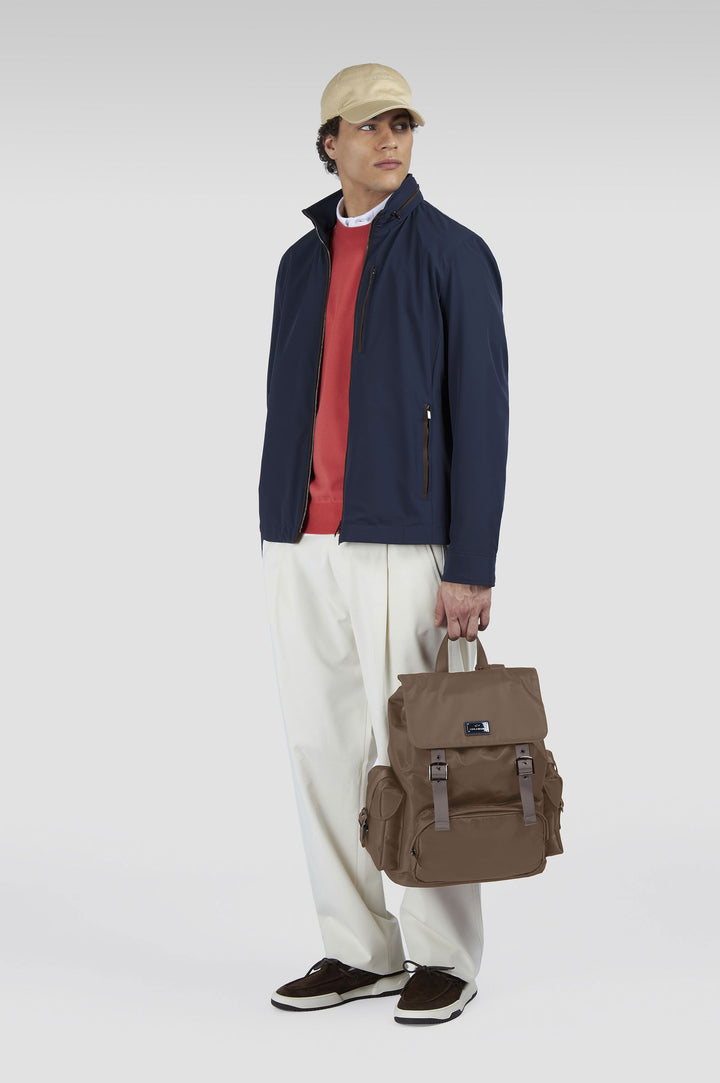 Paul & Shark Utility Nylon Bag with Leather Trim | Beige