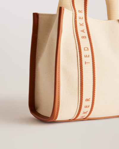 Ted Baker Georjea Branded Webbing Canvas Small Tote | Natural