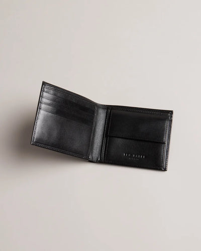 Ted Baker Prugs Embossed Corner Leather Bifold Coin Wallet | Black