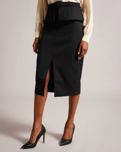 Ted Baker Floreei Slimline Midi Skirt With Peplum | Black