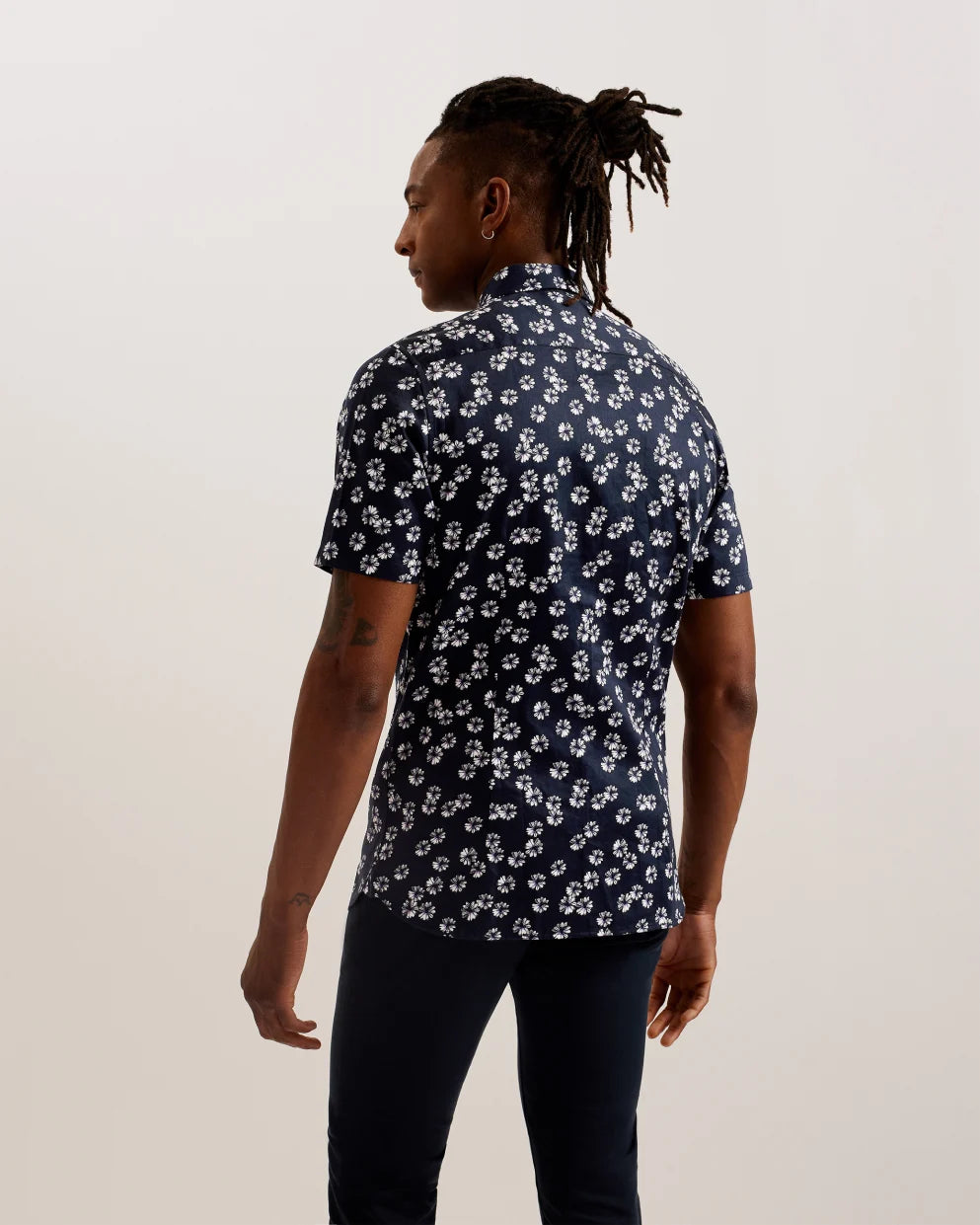 Ted Baker Alfanso Slim Fit Floral Short Sleeve Shirt | Navy