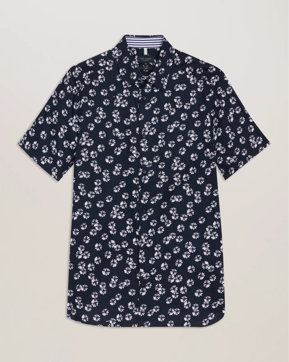 Ted Baker Alfanso Slim Fit Floral Short Sleeve Shirt | Navy