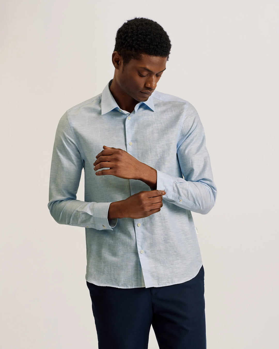 Ted Baker Romeos Long Sleeve Linen Cotton Shirt | Light Blue