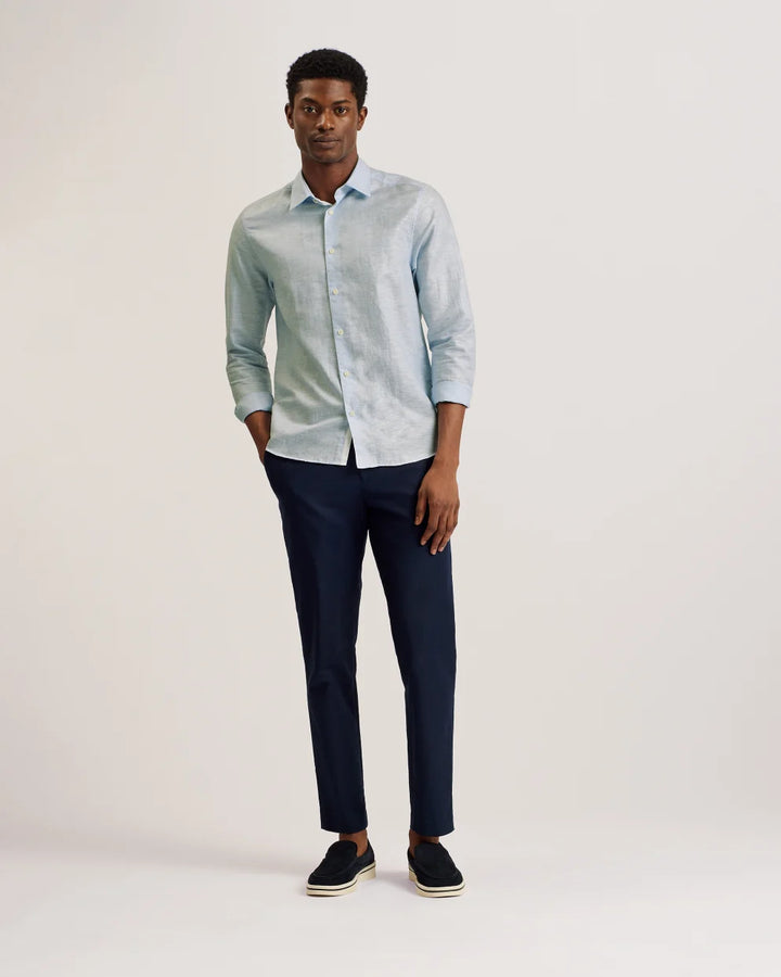 Ted Baker Romeos Long Sleeve Linen Cotton Shirt | Light Blue