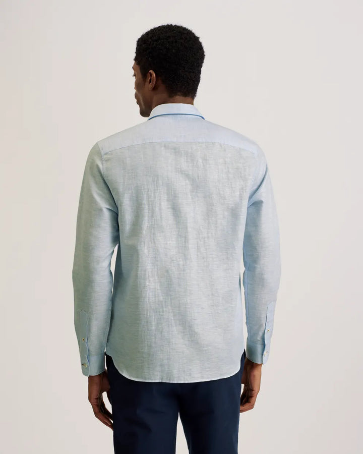 Ted Baker Romeos Long Sleeve Linen Cotton Shirt | Light Blue