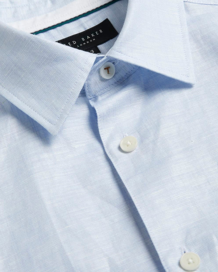 Ted Baker Romeos Long Sleeve Linen Cotton Shirt | Light Blue