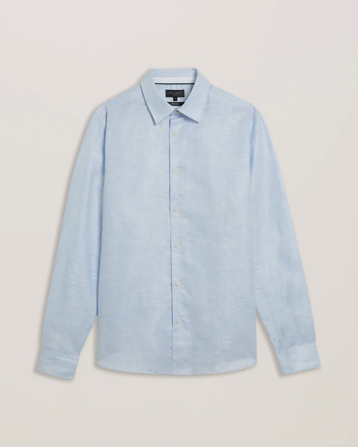 Ted Baker Romeos Long Sleeve Linen Cotton Shirt | Light Blue
