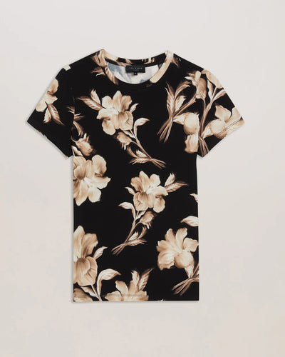 Ted Baker Nouraa Printed Fitted Short Sleeve Tee | Black