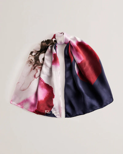 Ted Baker Janices Flower Printed Silk Square Scarf | Dark Blue