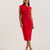 Ted Baker Asymmetric Folded Neckline Midi Dress | Red
