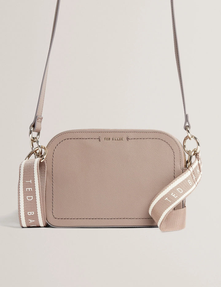 Ted Baker Webbing Leather Baguette Crossbody Bag | Taupe