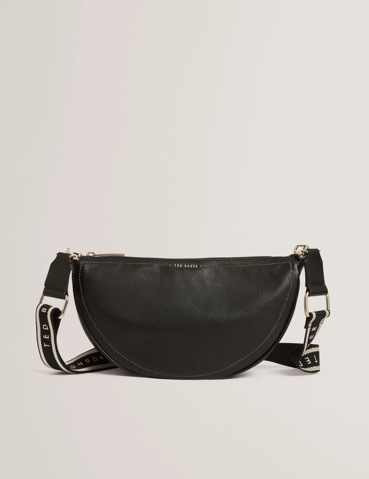 Ted Baker Webbing Strap Leather Sling Crossbody Bag | Black
