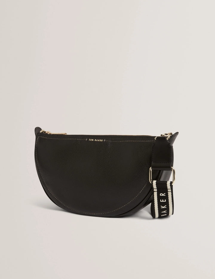 Ted Baker Webbing Strap Leather Sling Crossbody Bag | Black