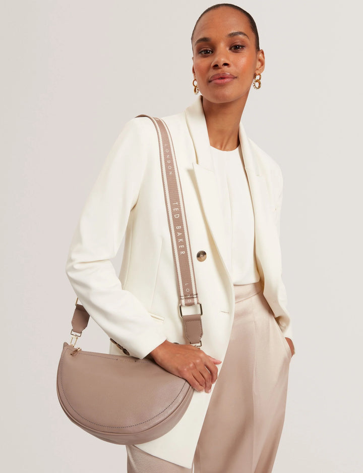 Ted Baker Webbing Strap Leather Sling Crossbody Bag | Taupe