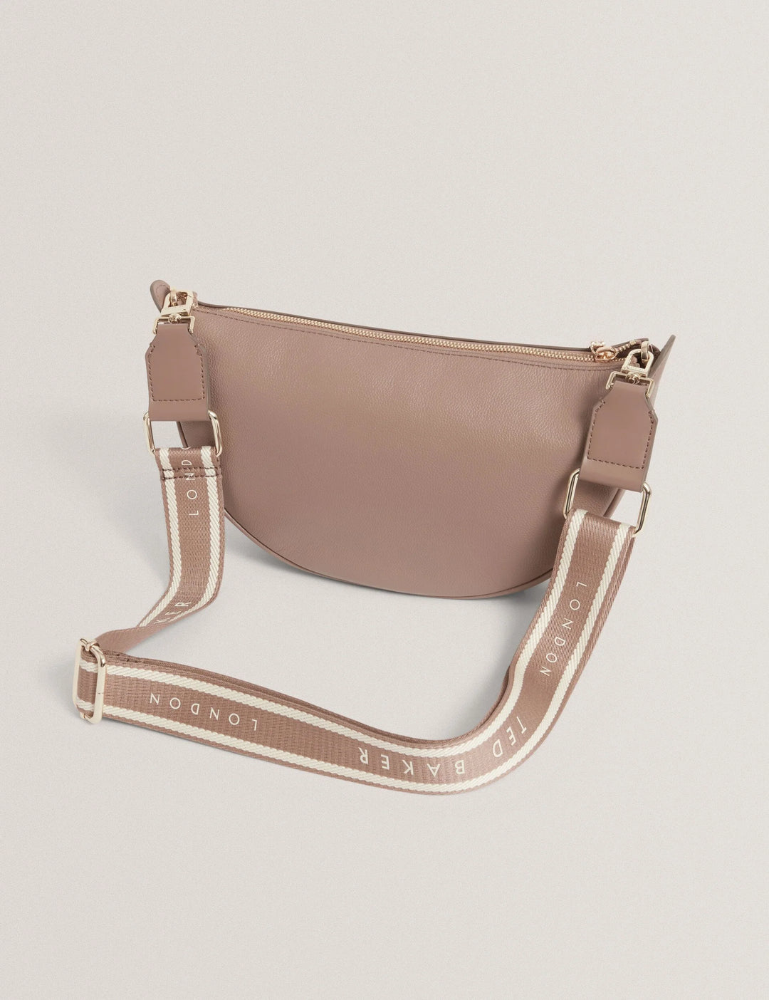 Ted Baker Webbing Strap Leather Sling Crossbody Bag | Taupe