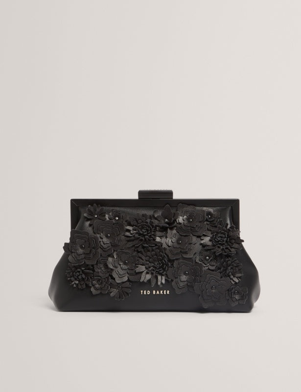 Ted Baker Fiorell Flower 3D Applique Clutch Bag | Black