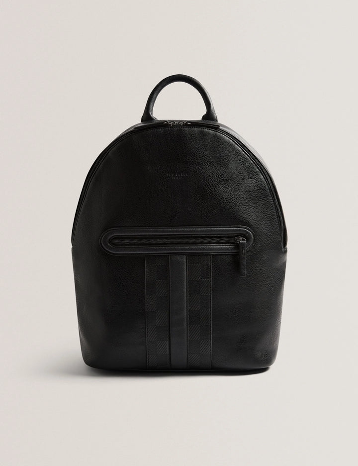 Ted Baker Waynor Check Panel Faux Leather Backpack | Black