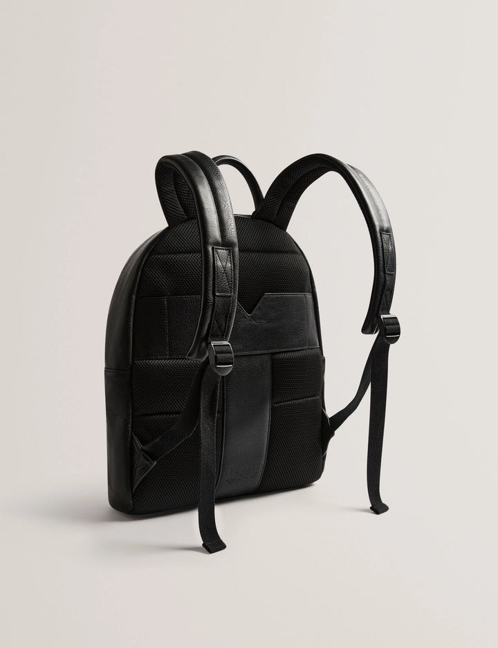 Ted Baker Waynor Check Panel Faux Leather Backpack | Black