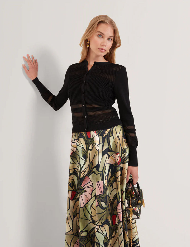 Ted Baker Calyaa Knit Cardigan With Invisible Yarn Panels | Black