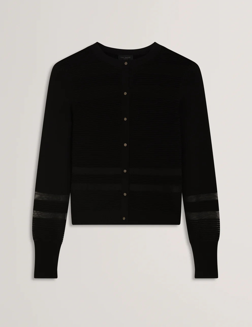 Ted Baker Calyaa Knit Cardigan With Invisible Yarn Panels | Black