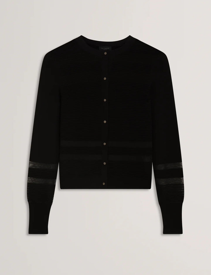 Ted Baker Calyaa Knit Cardigan With Invisible Yarn Panels | Black