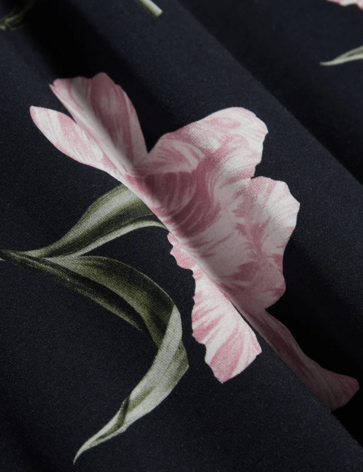 Ted Baker Tulip Print Fitted V-Neck T-Shirt | Navy