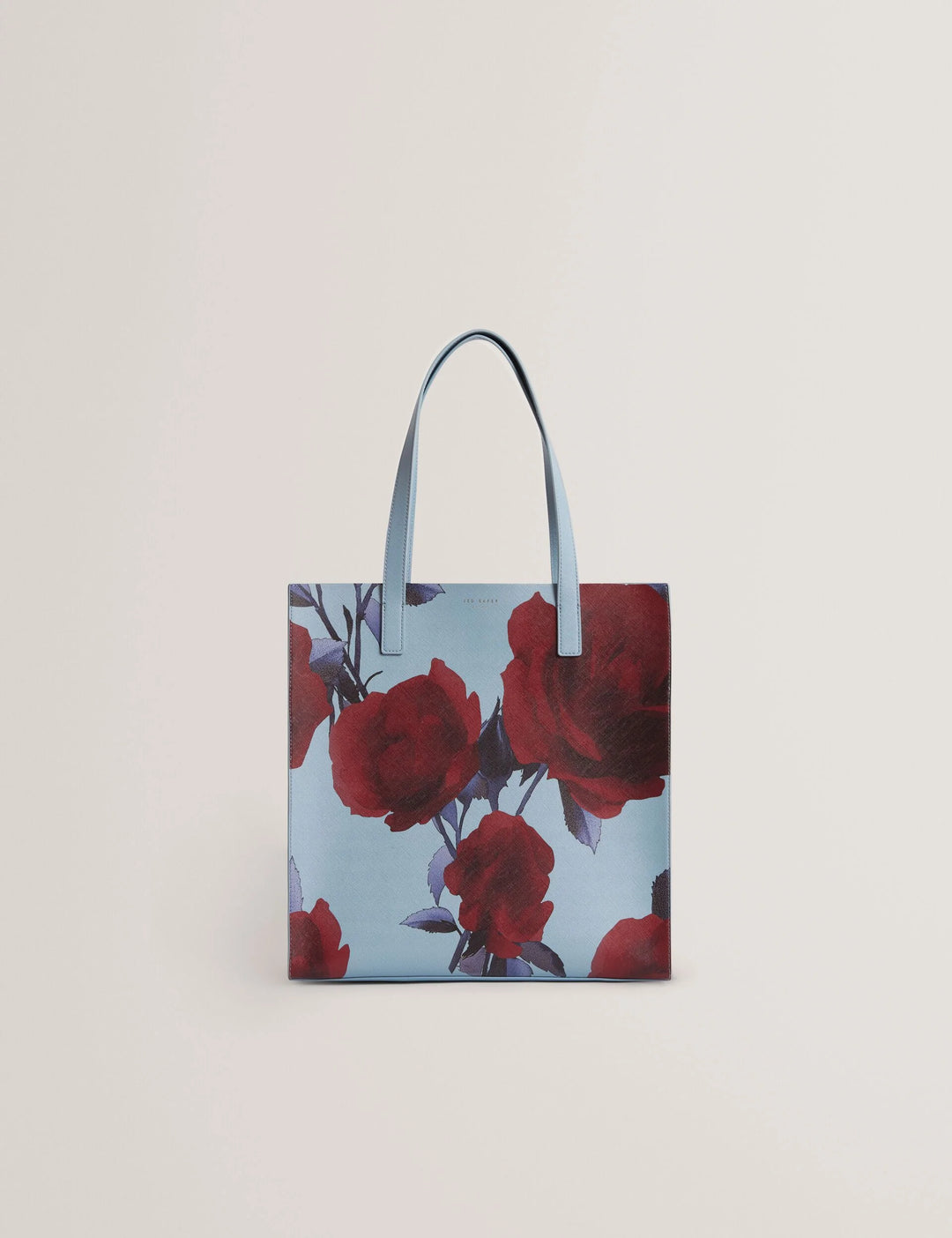 Ted Baker Rose Print PU Large Icon Tote Bag | Mid Blue