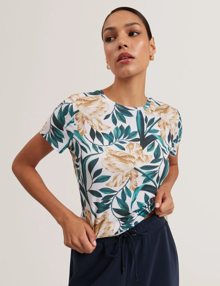 Ted Baker Tulip Print Fitted Short Sleeve T-Shirt | Cream