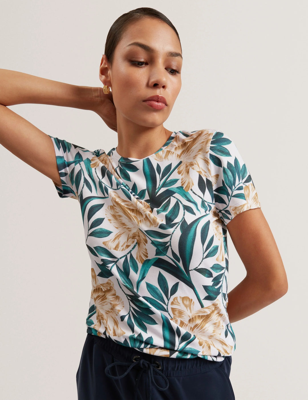 Ted Baker Tulip Print Fitted Short Sleeve T-Shirt | Cream