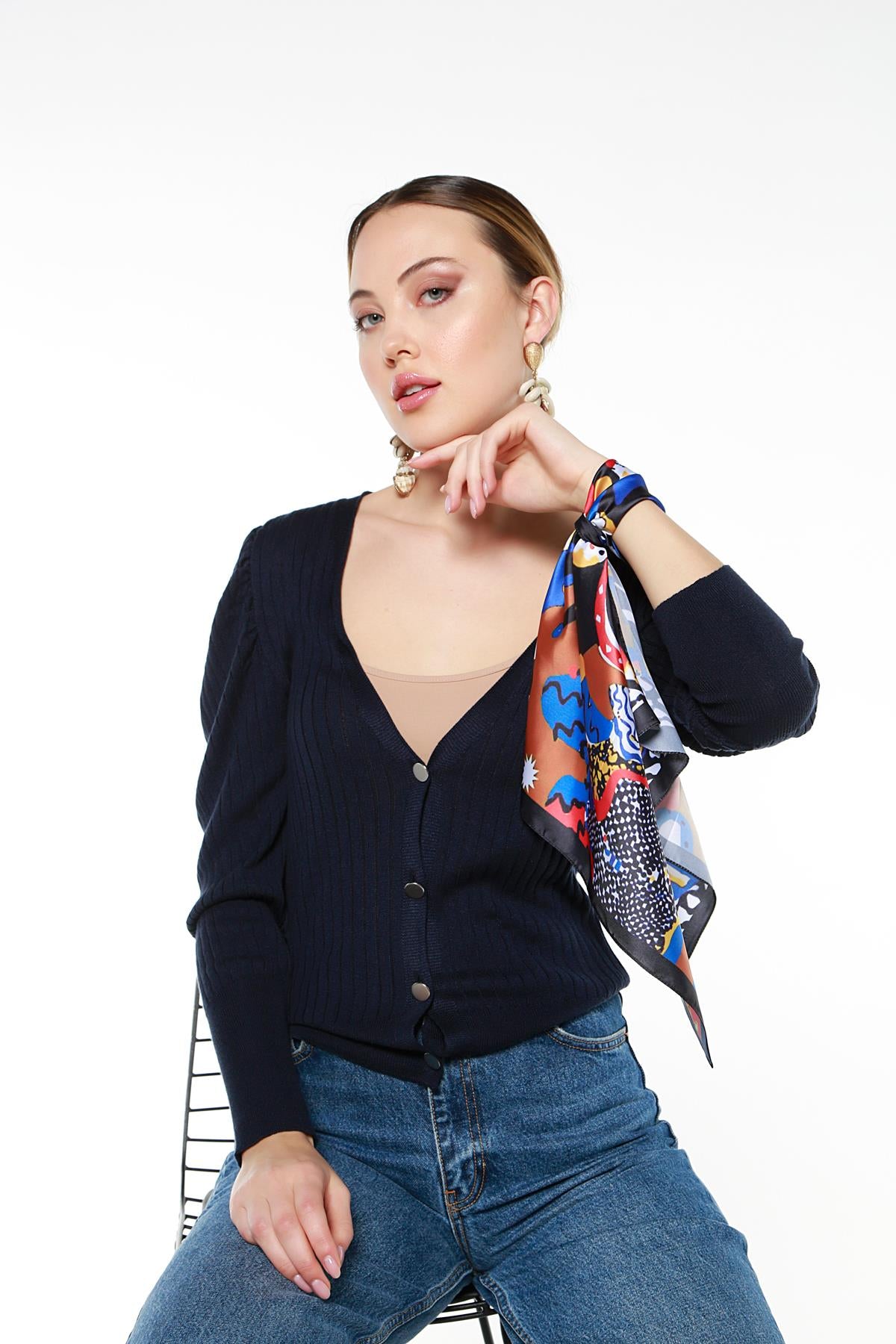 Never Needy Colorful Scarf | Black/Multi