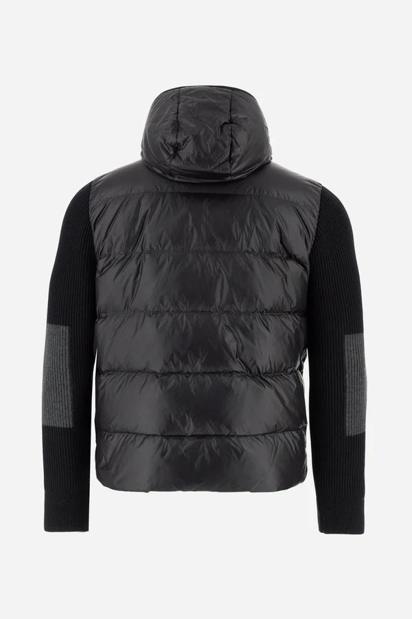 La Martina Men’s Iridescent Nylon Down Jacket Knit Sleeves | Black