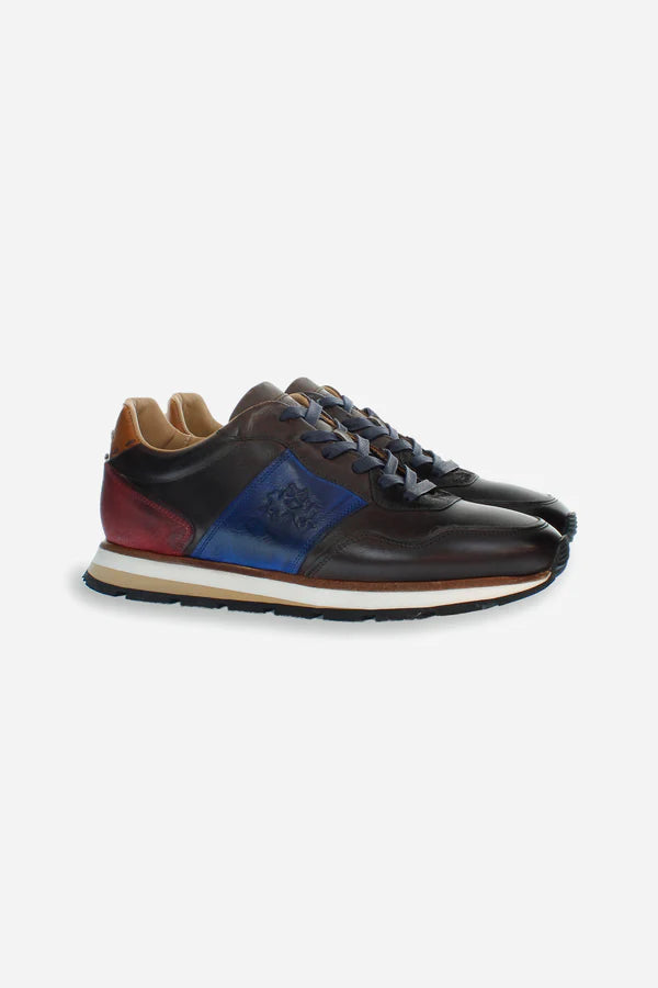 La Martina Men's Trainer in Leather | Brown/Blue