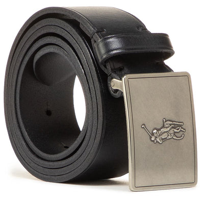 Ralph Lauren Pony Plaque Leather Belt | Black