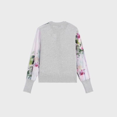 Ted Baker Yazell Printed Woven Front Cardigan | Grey