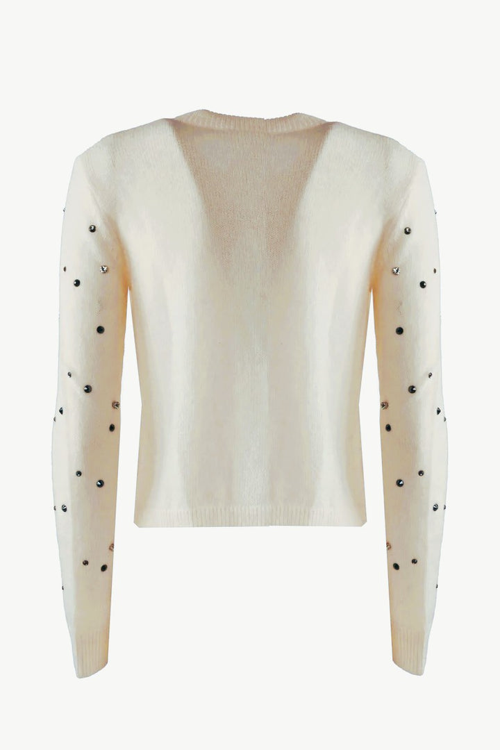 PennyBlack Mastino Rhinestone-detail Boxy Cardigan | Ivory