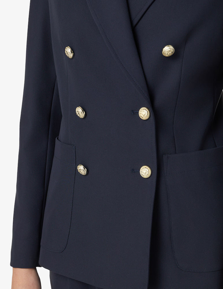 PennyBlack Double Breasted Gargano Twill Jacket | Navy
