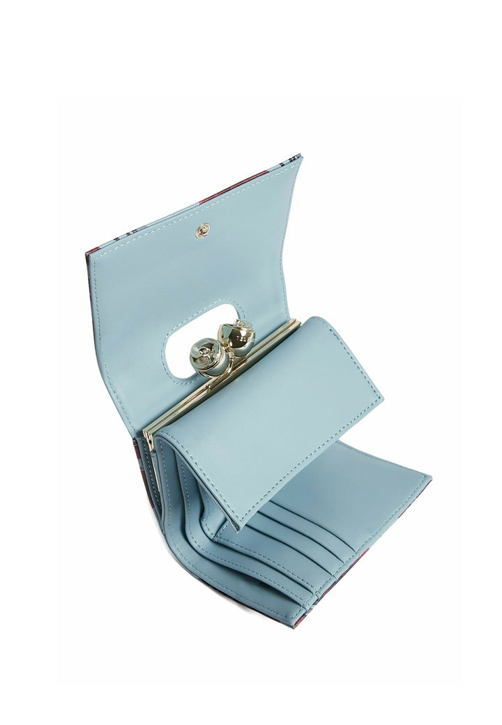 Ted Baker Rose Print Bobble Clasp Small Leather Purse | Mid Blue