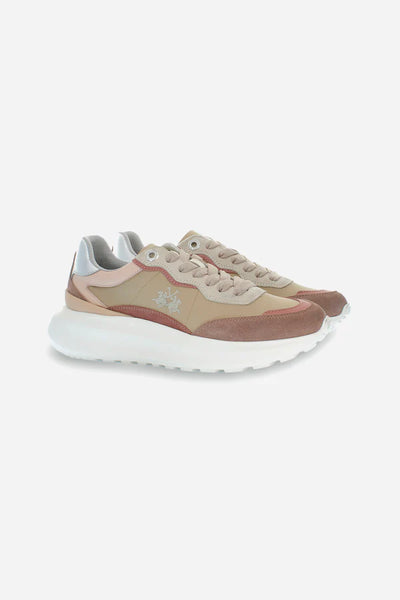 La Martina Women's Trainer in Suede and Fabric | Powder Beige