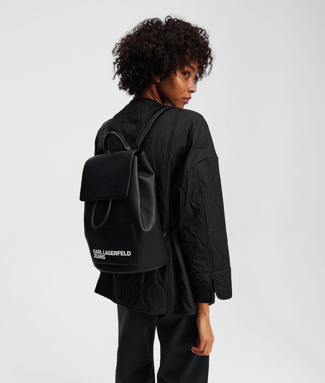 Karl Lagerfeld Flap Top Backpack | Black