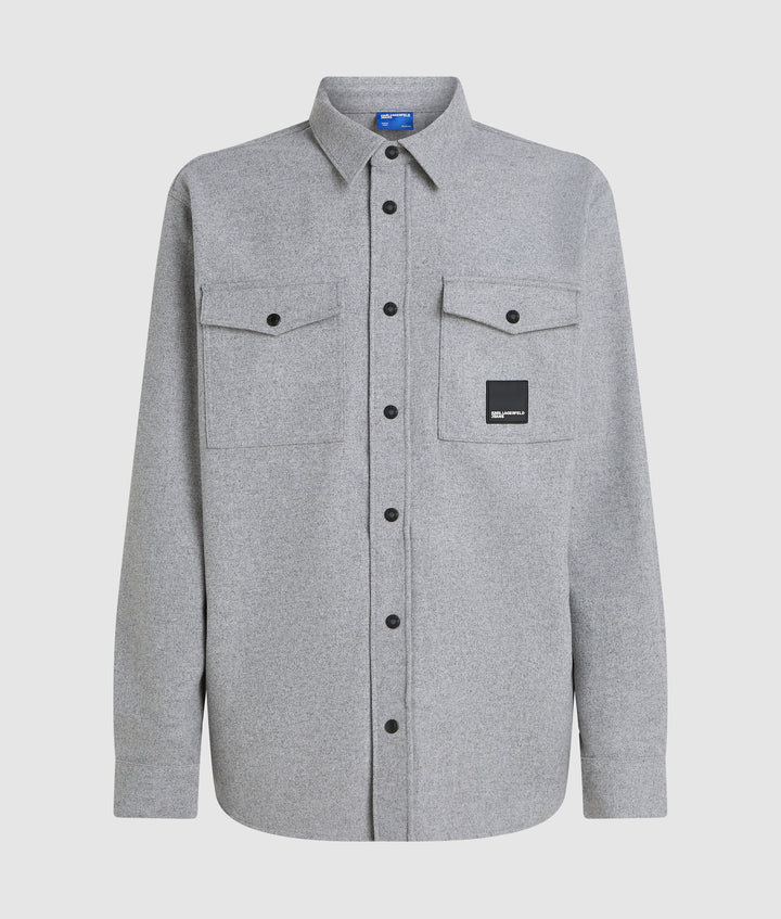 Karl Lagerfeld Wool-Blend Flannel Overshirt | Monument