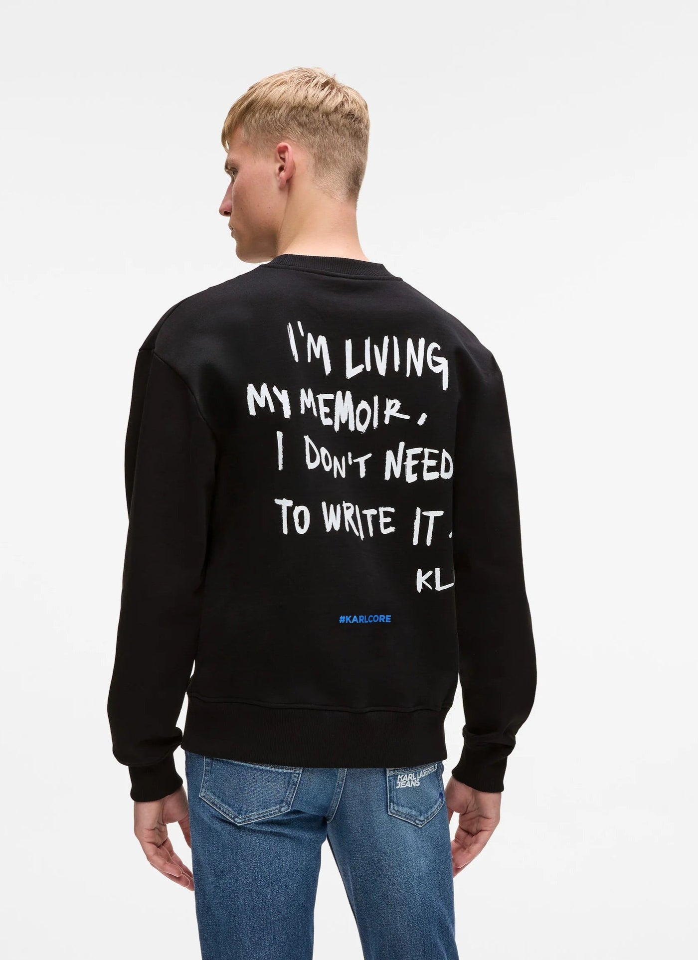 Karl Lagerfeld Men's Relaxed Karl Quote Sweatershirt | Black